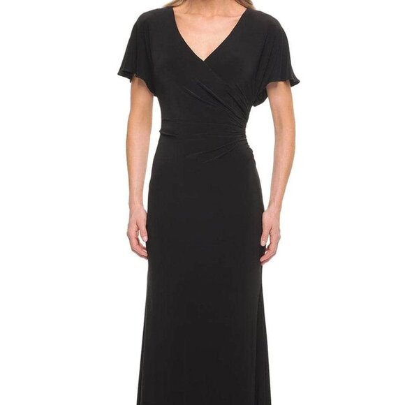 NWT La Femme 29997SC Jersey Mother of the Bride Dress Black Size 14